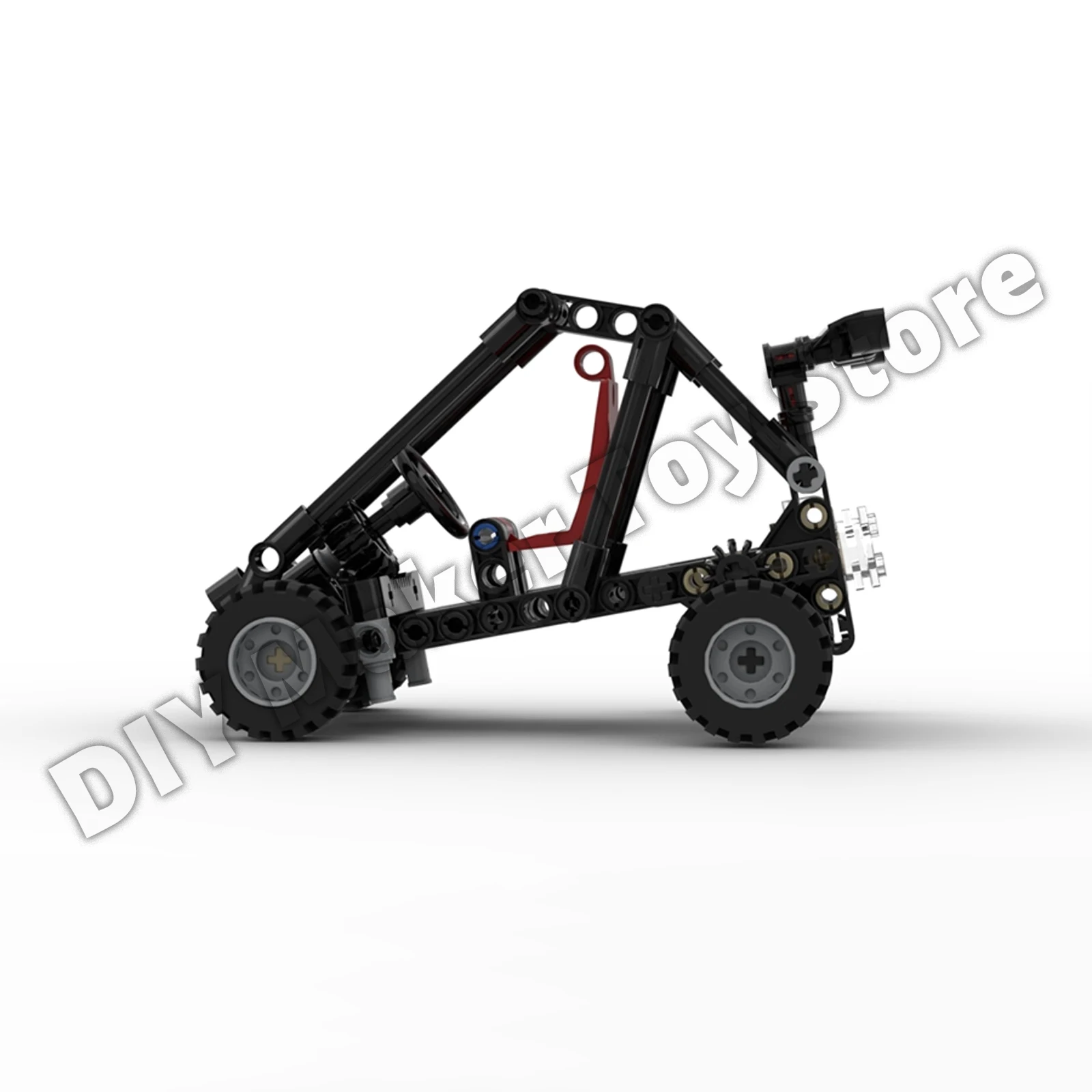 MOC Mini Strand Buggy Bouwstenen Auto Eencilinder Gear Gekoppelde Motor Stuurwiel Rotatie Kinderen Montage Speelgoed Leuke Geschenken