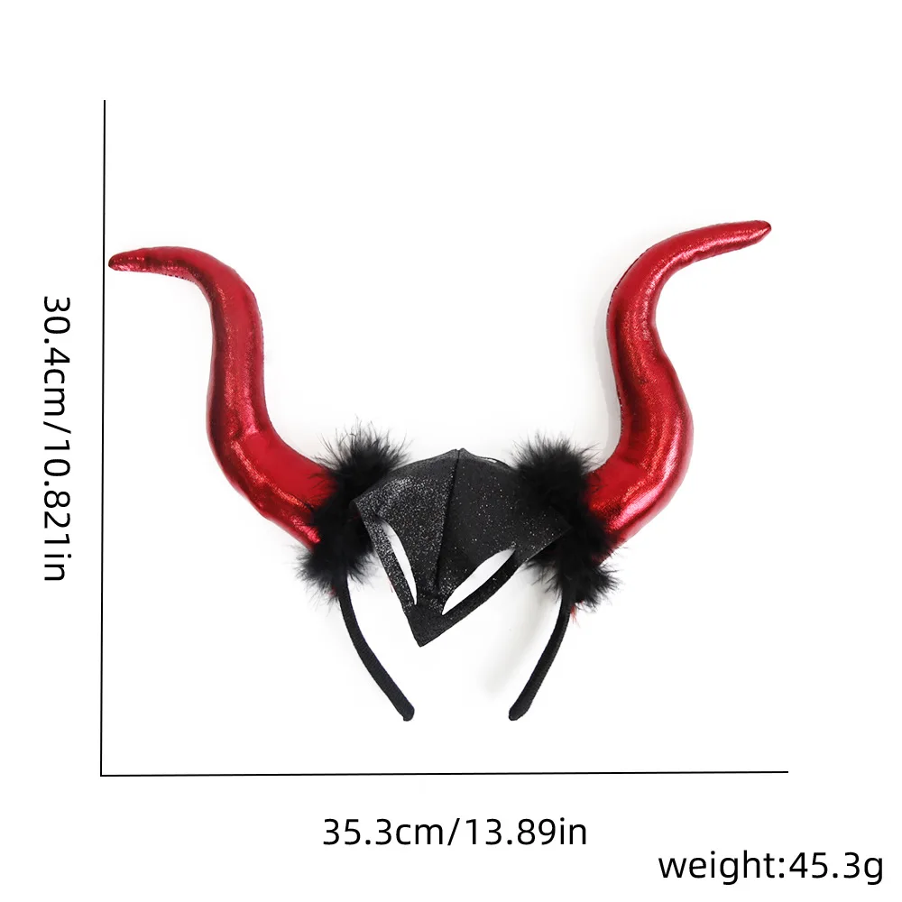 Halloween Decoration,Horror Devil Horns,Black,Red,Devil Decorative Headband,Halloween Photo Props