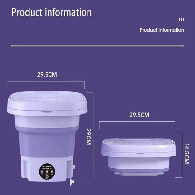 8L Foldable Washing Machine Portable Socks Underwear Panties Retractable Household 3 Models With Spinning Dry