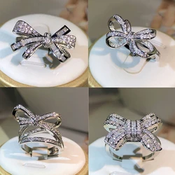 French Exquisite Bow Ring 925 Sterling Silver Butterfly Ring For Ladies Net Celebrity Jewelry Party Cocktail Party Outing Gift