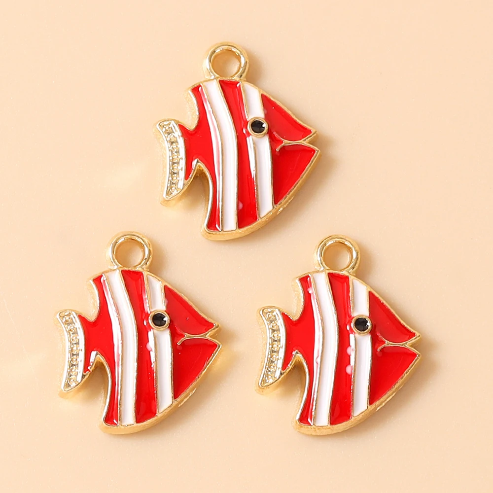 Leslie 20 Stück 12 x 15 mm niedliche, schöne Ozean- und Strandfisch-Anhänger für Ohrringe, Armbänder, Halsketten, DIY-Schmuckherstellung, Basteln – Detail 4
