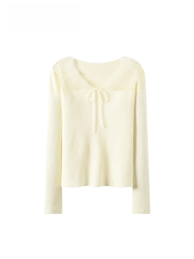 

plus Size Lace Hollow Knitted Sweater Women Autumn Winter New Sle Fat Sister Meat Cover Slimming Base Top Casual Sle