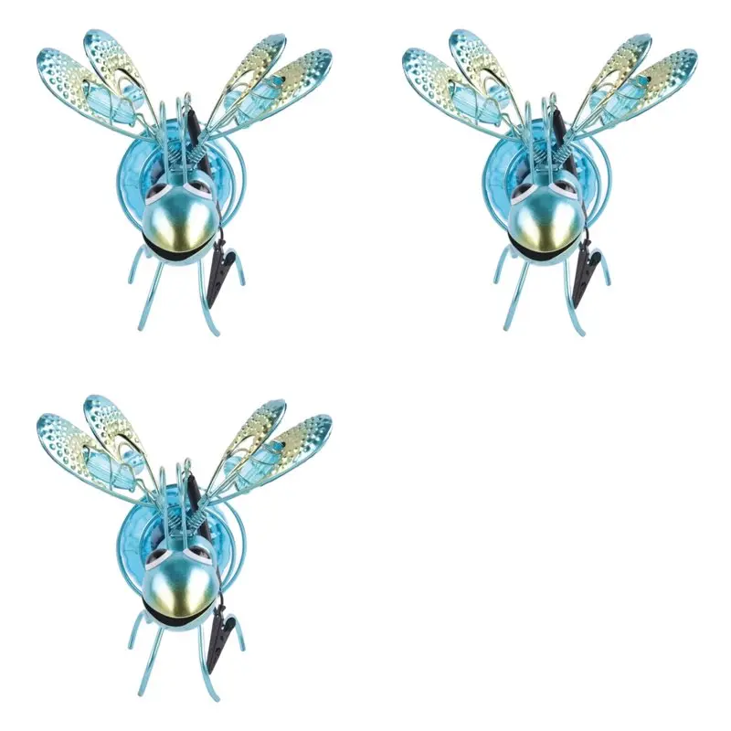 3X Solar Iron Insect Statue With LED Fairy Light Outdoor Hanging Tree Ornament For Fence Yard Courtyard Garden Decor C