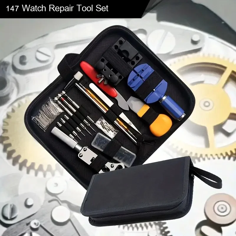 

147 PCS Watch Repair Kit, Lid Opener Screw Strap Adjustment Watch Adjuster Accessories Replacement And Repair Tool
