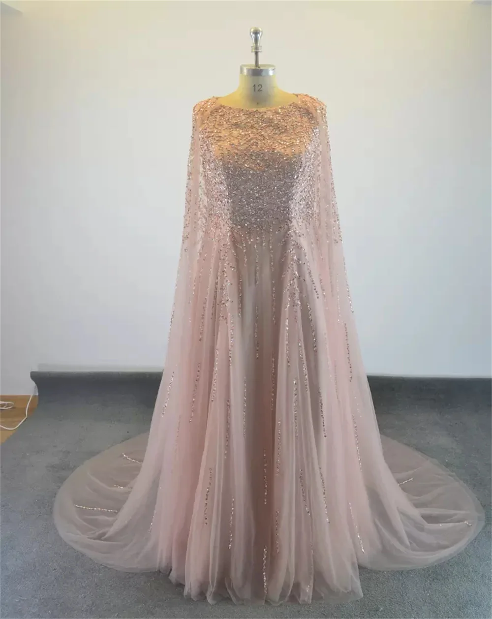 Muçulmanos Xale sem mangas até o chão, vestido feminino com gola O, xale personalizado, festa formal à noite, vestidos de baile, apliques de escova, 2022