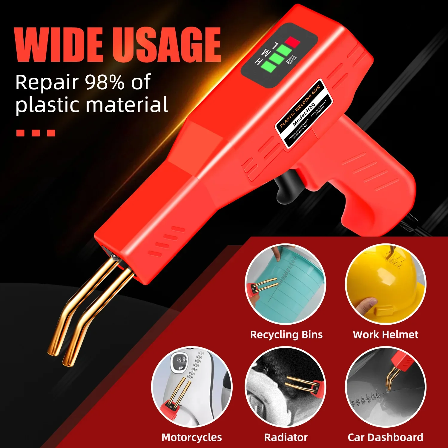

Automotive Bumper Repair Kit, Car Bumper Soldering Gun Plastic Welder Welding Machine 4 Types Staples Product Repairs Tools