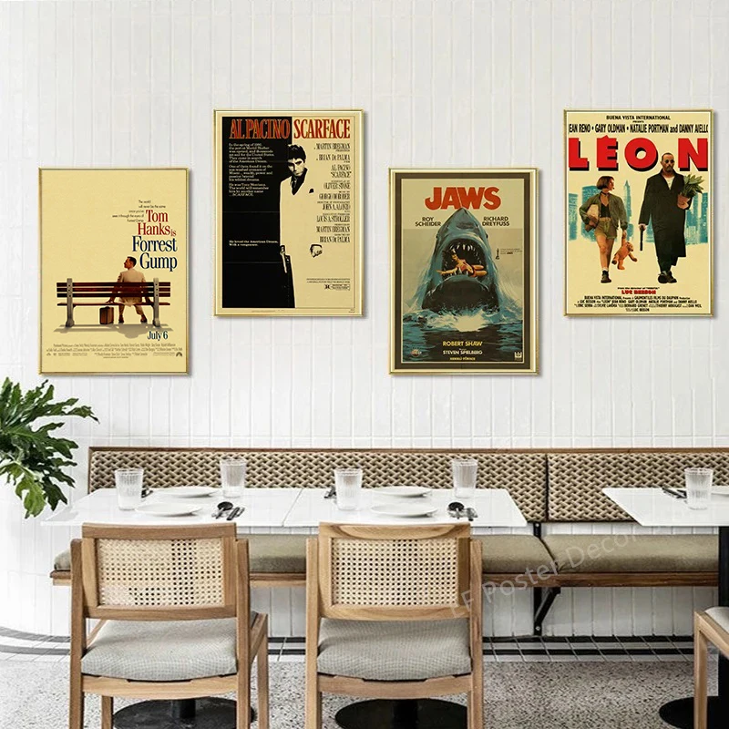 Classic Film Poster Prints Vintage Home Room Art Wall Decor Jennifer\'s Body/Jaws/Leon Movie Theater Painting Nostalgic Printings