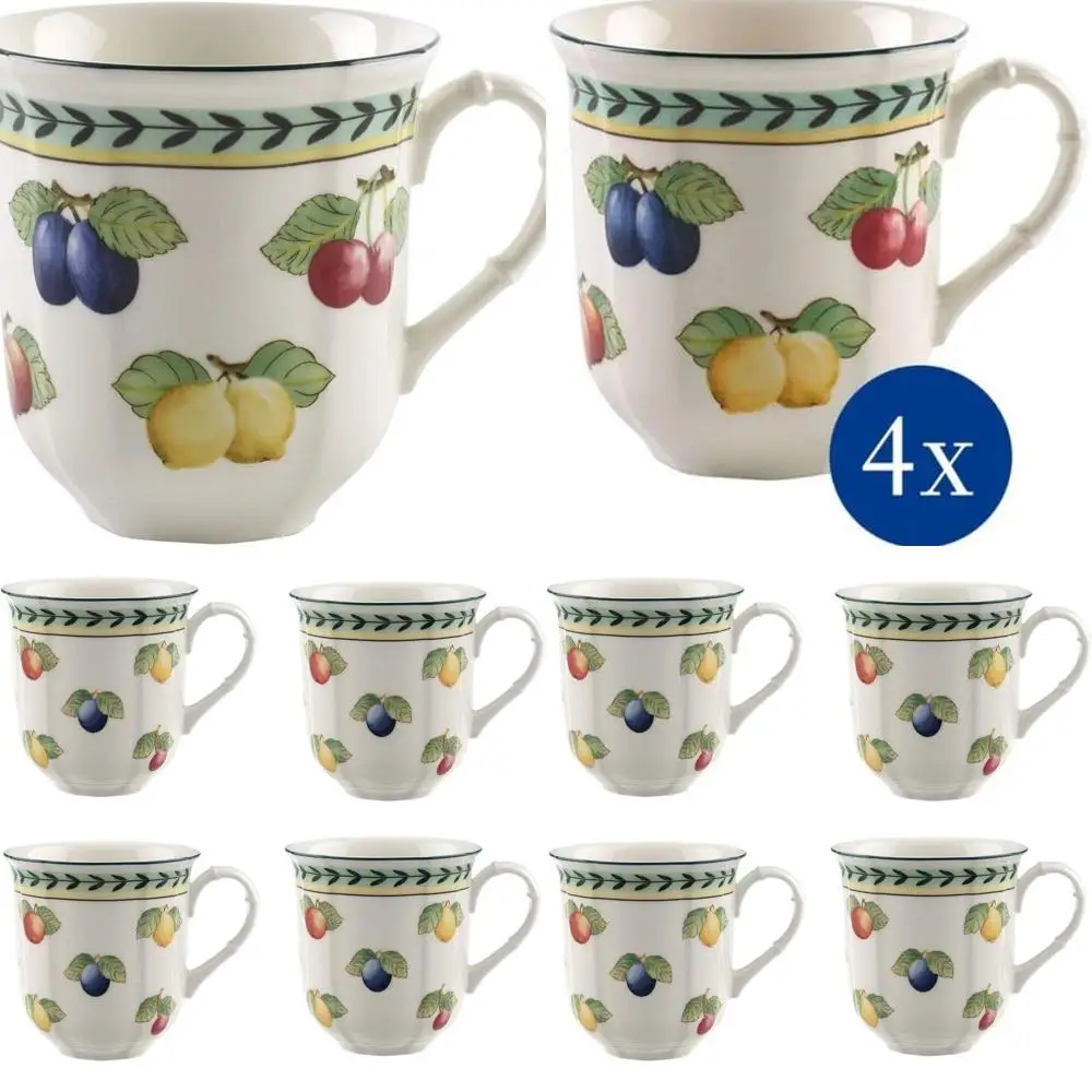 

Set of 4, 11oz French Garden Flora Mugs