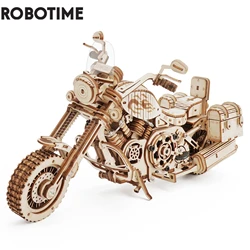 Robotime Rokr 420 PCS Cruiser Motorcycle DIY Wooden Model Building Block Kits Assembly Toy Gift for Children Adult Puzzle LK504