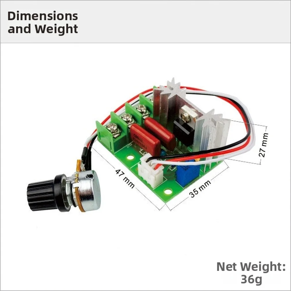SCR Power Controller 2000W 25A Adjustable Voltage Regulator 50V to 220V for Motor Lighting Heater AC 220V Input