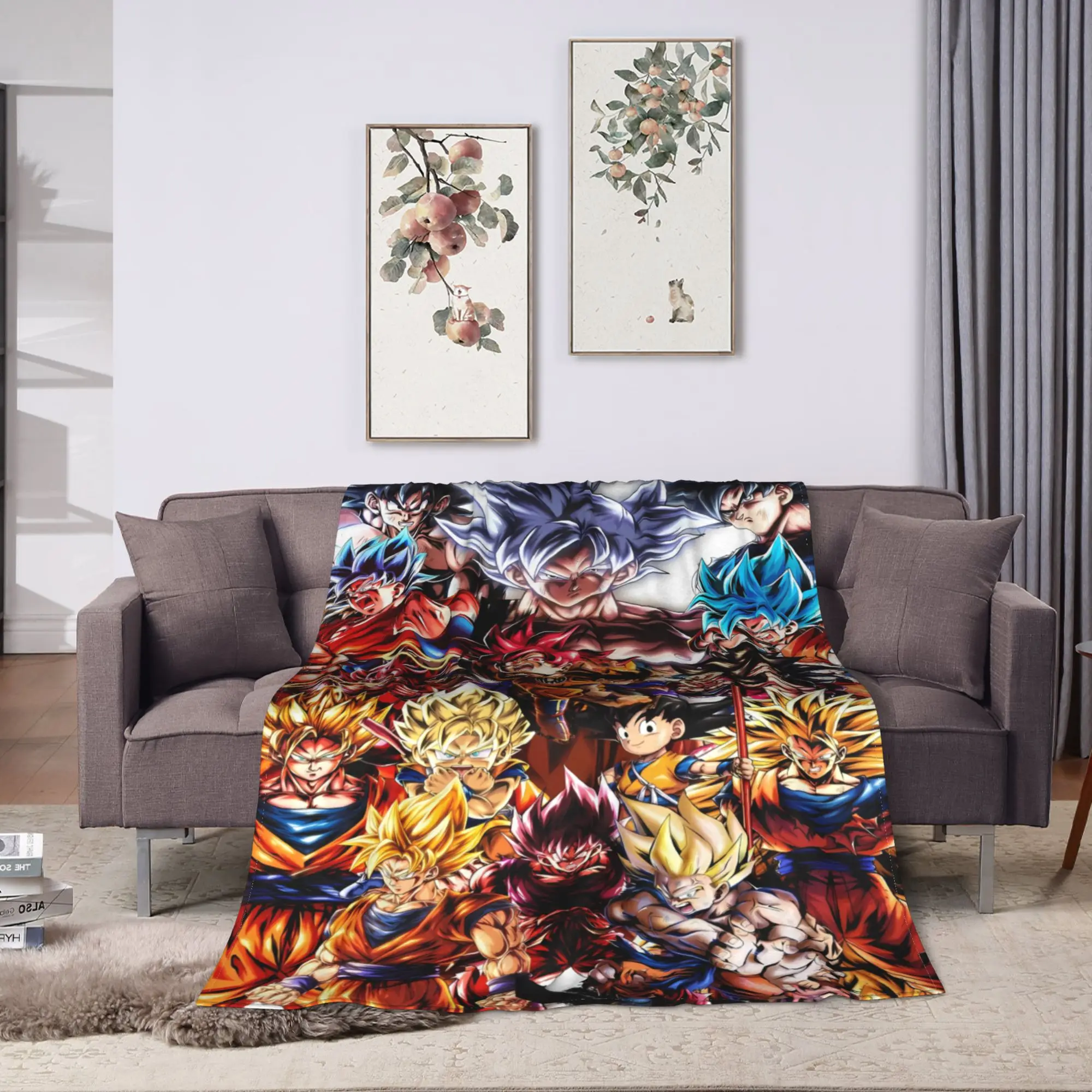 Goku Warrior Group Mosaic Blanket Quality Warm  Bedding Throws Winter Picnic Bedroom Street Trend Bedspread