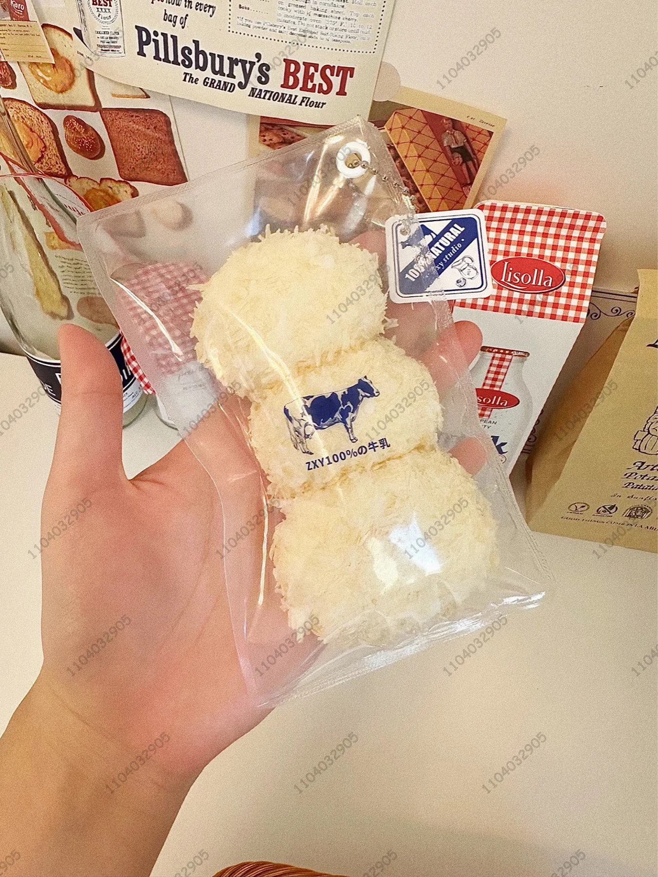Coleção de alimentos fritos taba mole leite de coco desfiado torrada cubo de leite gato pata squeeze brinquedo mole mão relaxar liberação do estresse