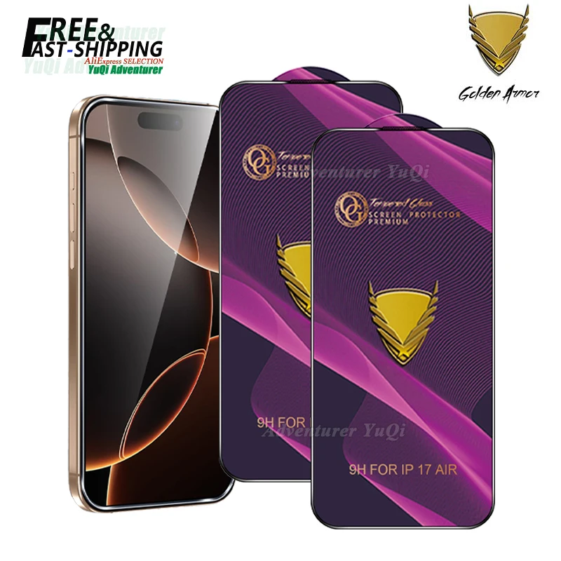 

2pcs For iPhone 17 Air Pro Max 16e Premium Tempered Glass 9H Screen Protector Anti Scratch Full Glue Armor Retailer Box Choice
