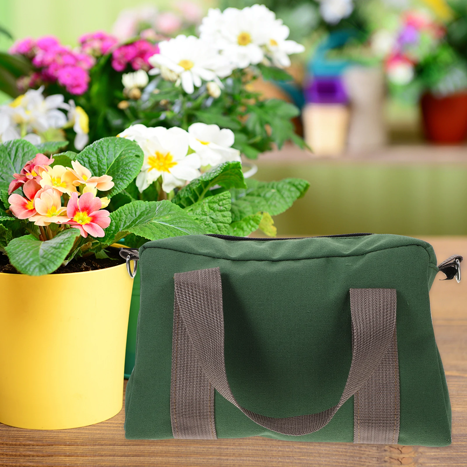 

Canvas Tool Bag 12 Inches Green Wear resistant Storage Pouch for Tools Portable ganizer Smooth Zipper Gardening Lightweight Tool
