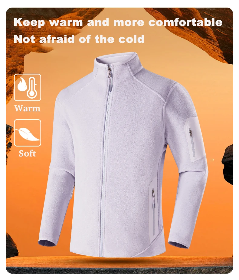 JNLN Herren Damen Winter Fleecejacke Outdoor Winddichte Thermojacke Unisex Wander-, Camping-, Kletter- und Sportjacke – Detail 8