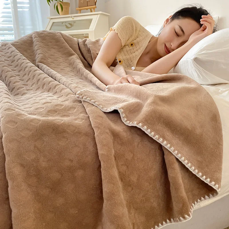 

2024 new class A soft waxy stroking cats blanket four seasons air conditioning blanket waffle double layer composite blanket