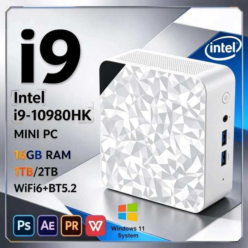 2026 New Hot Core I9 10980HK White Mini PC Heavy Task Support For Business Apps Routine Office Work