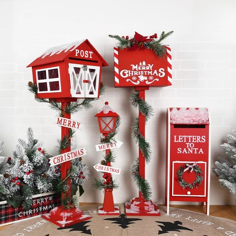 Garden Christmas Cabin Mailbox Rustic Holiday Decor for Outdoor Festive Porch Display for Home Bar Cafe Shop Entrance Ornament