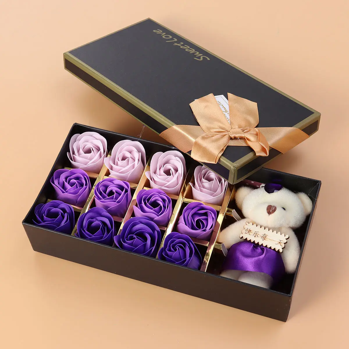 

12Pcs Gradient Simulation Rose Soap Multicolor Scented Flower Petal Bath Body Wedding Party Gift Box Soap Flower Gift Box