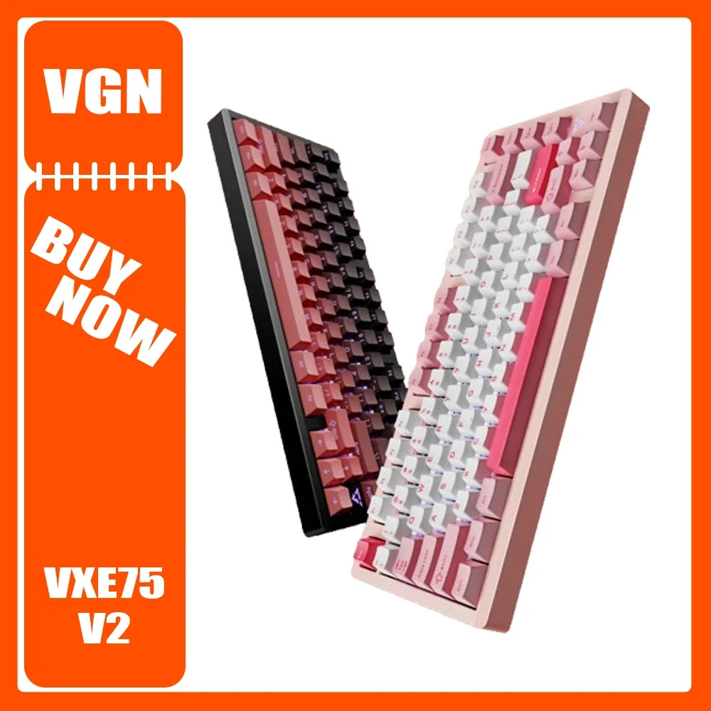 VGN VXE75 V2 Wireless Mechanical Keyboard Aluminium Alloy Three Mode Gasket Hot Swap Gaming Keyboard RGB Pc Gamer Accessory