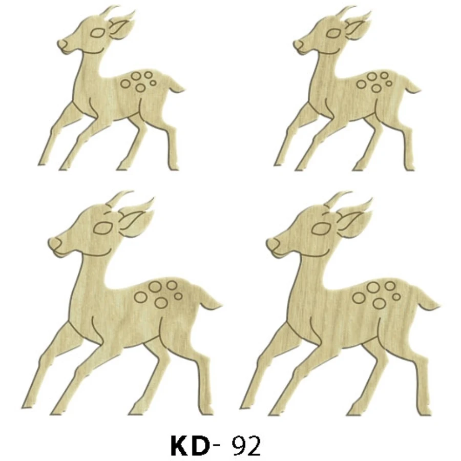 KD92 Gazelles 4lü Set Wooden Package Ornament, Hobby Wood Ornament