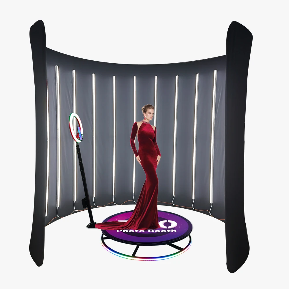 

Drop Ship Lights 360 Camera Photo Booth Photobooth Video 360-Photo-Booth Spin Wholesale 68cm with Flight Case