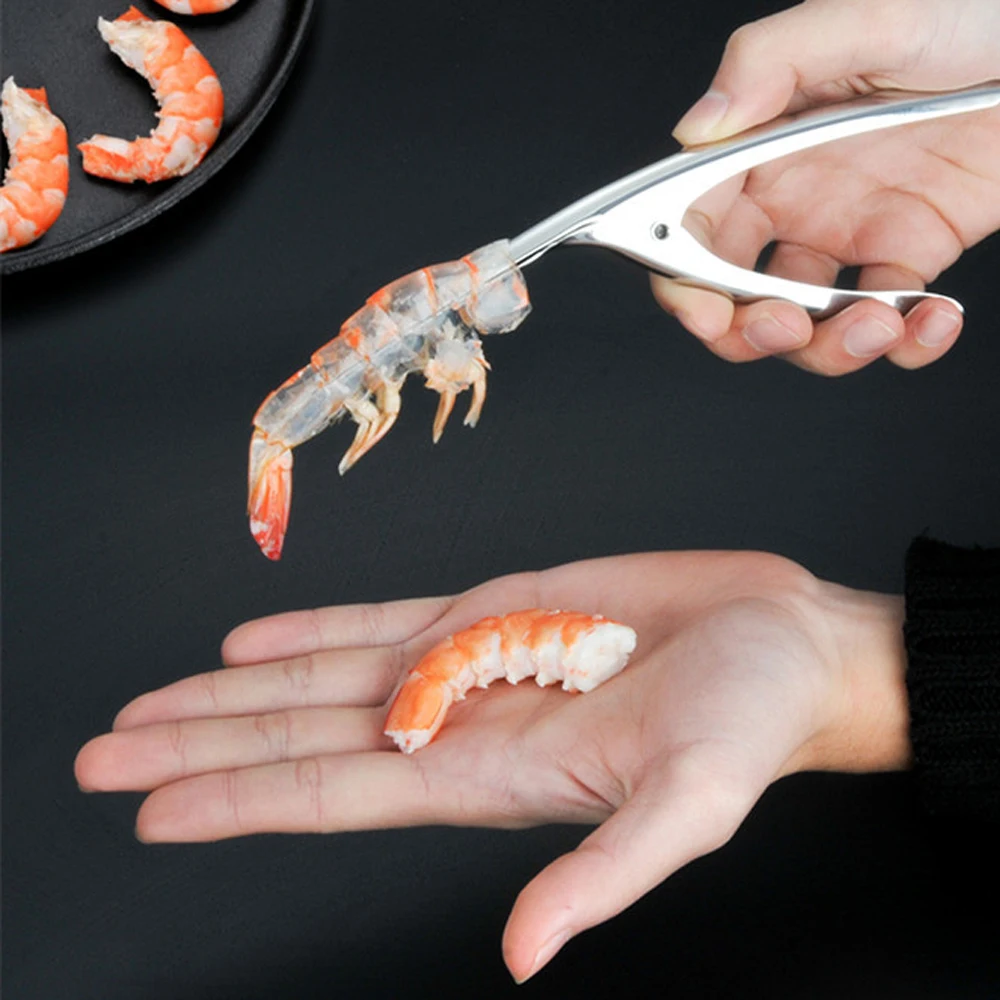 1pcs Stainless Steel Shrimp Peeler Prawn Shrimp Deveiner Fishing Knife Lobster Shell Remover Peel Device Kitchen Seafood Tools