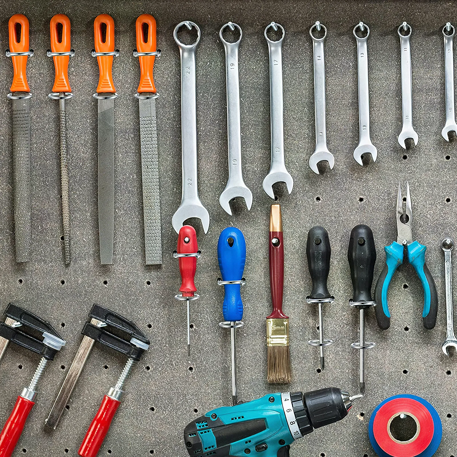

20 pcs Hardware Hooks Pegboard Accessories Tool Holder Rack Screwdriver Organizer Iron Wall Storage Dual Ring Multi Tool Garage