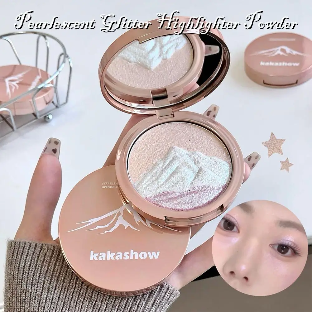 Kakashow 3 cores estrela explosão paleta de iluminador de longa duração à prova dwaterproof água rosto shimmer pó para radiante molhado olhar hiingter maquiagem