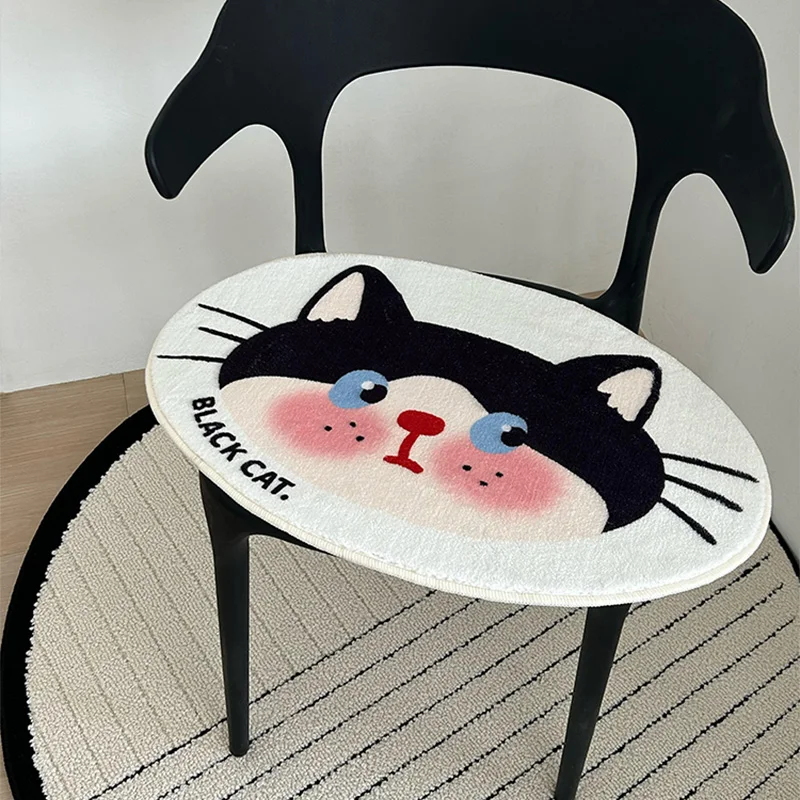 Children's bedroom carpet Living room area oval rug Cloakroom dressing table soft plush foot mat Cute cartoon cat floor mats 양탄자