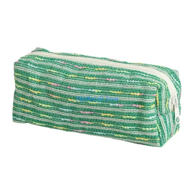E65E Large Capacity Fabric Pencil Case Travel Cosmetic Storage Bag for Student Women