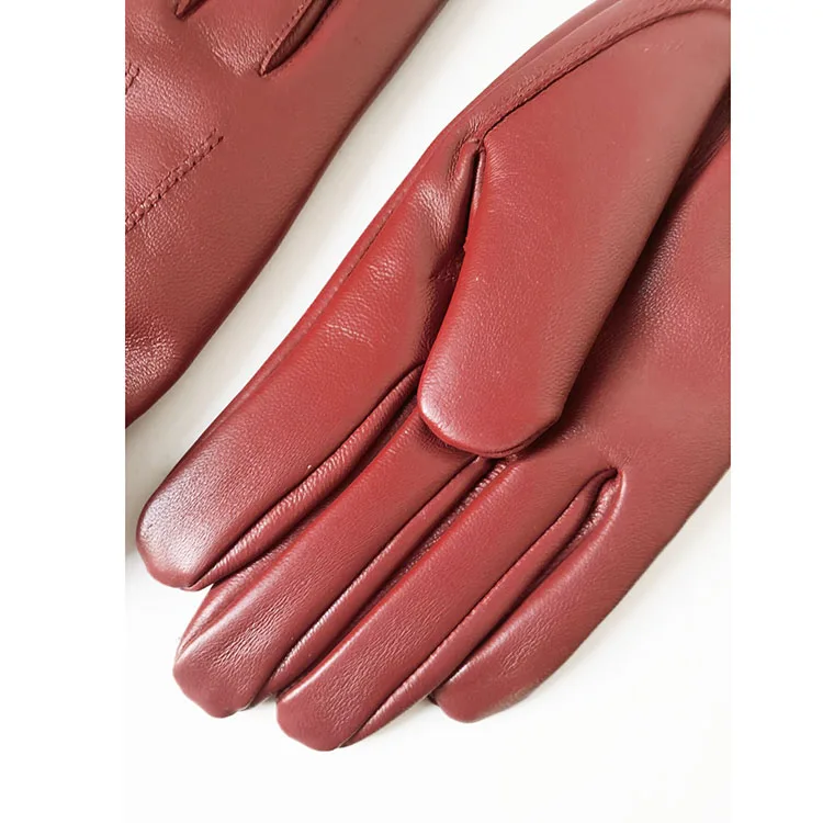 Genuine Leather Sheepskin for Men Warm Winter Gloves Christmas Gift Men\'s Sheepskin Gloves Wine Red