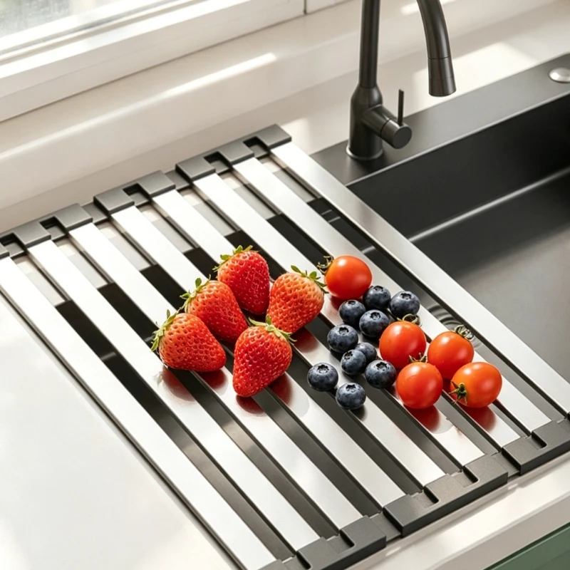 Stable Rustless Steel Dish Rack Heavy Type Dish Drainer For Efficient Water Drainages And Countertops Organization