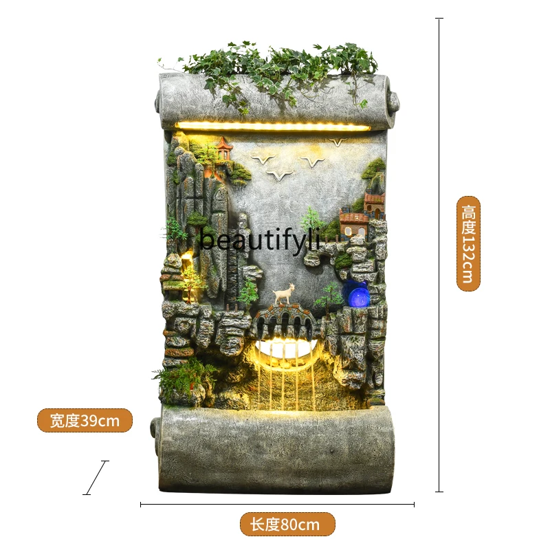 Artificial Mountain and Fountain Decoration Living Room Interior Fengshui Wheel Club Creative Screen Hallway Decorations