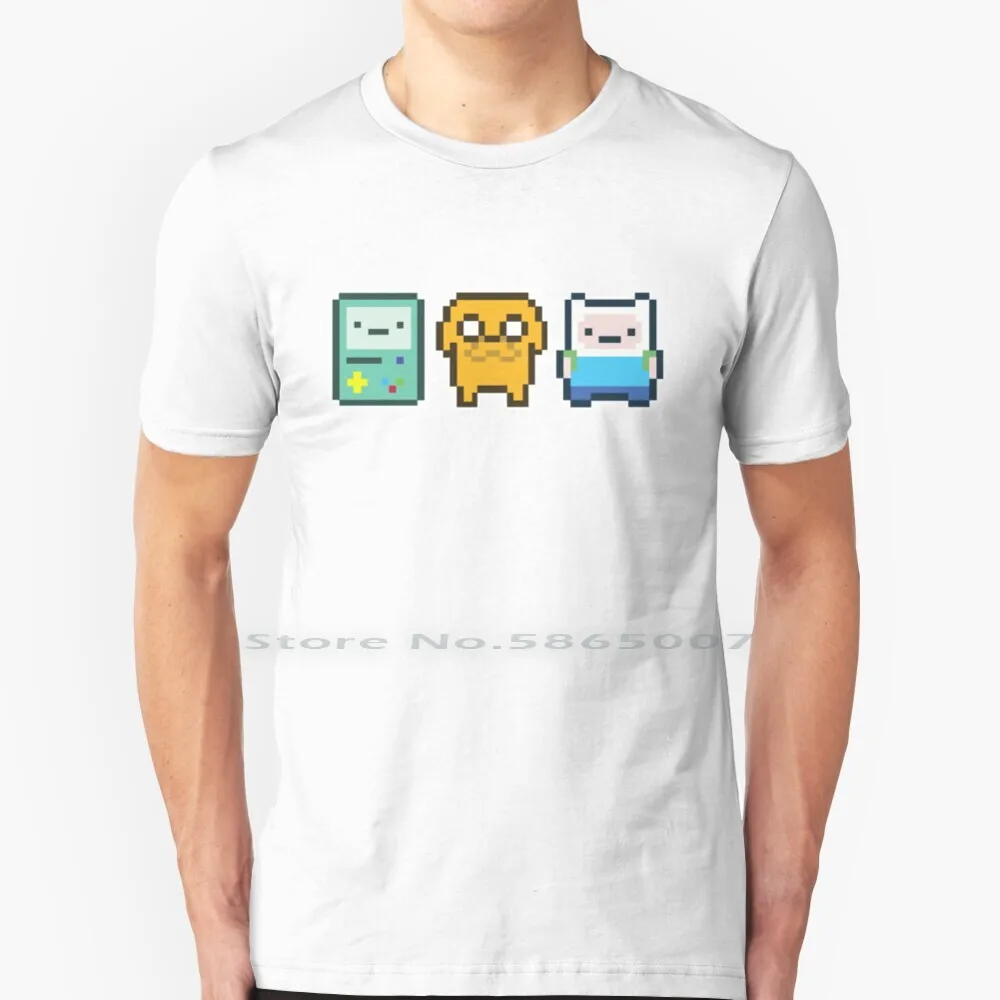 Adventure Time-Pixel Art T Shirt 100% Cotton Pixel Art 8 Bit Beemo Bmo Adventuretime Adventure Time Cartoon Finn Princess