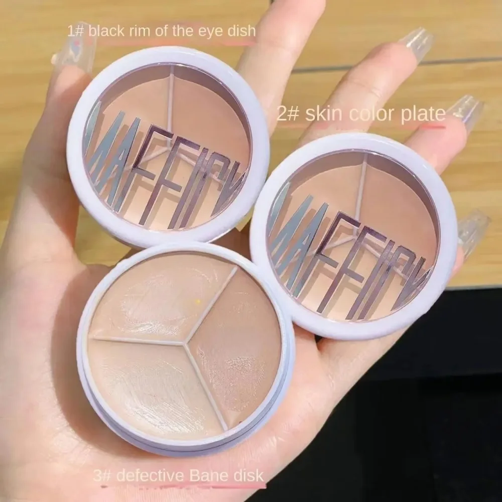 3-kleuren concealerpalet Langdurige make-up Veegvast Bedekt donkere kringen rond de ogen en gezichtscosmetica