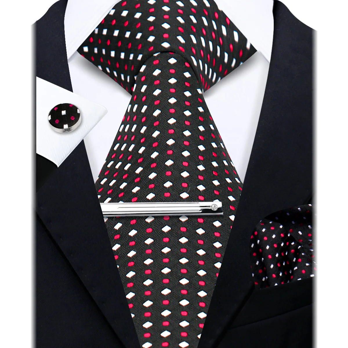 العلاقات الموضة للرجال هدية نسج ربطة العنق مجموعة أزرار أكمام منديل التعادل كليب العلامة التجارية الفاخرة مصمم الأعمال بدلة الزفاف الملحقات