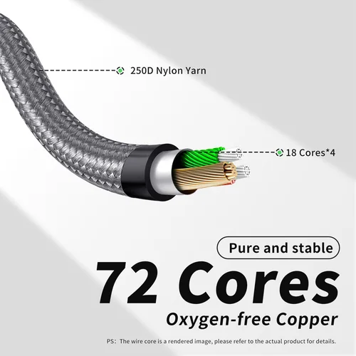 Imagen 2 del producto OKCSC MMCX Cable de auriculares HIFI con enchufe chapado en oro de cobre sin oxígeno para JVC FX80/FX850/1200/FW001/002/003 Cable de auriculares de 72 núcleos