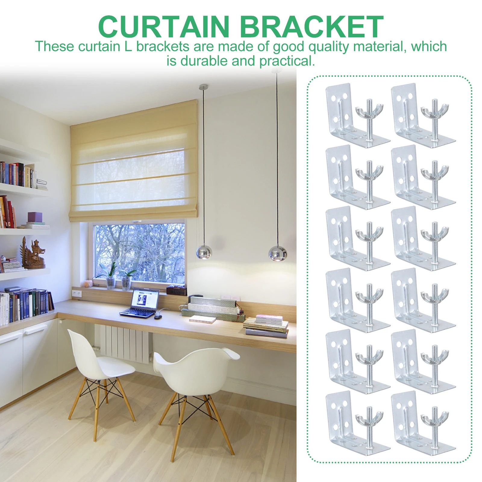 

12 Pcs Bracket Accessories Curtain L Bracket Home Decor L shaped Brackets Silver Easy Install Hardware