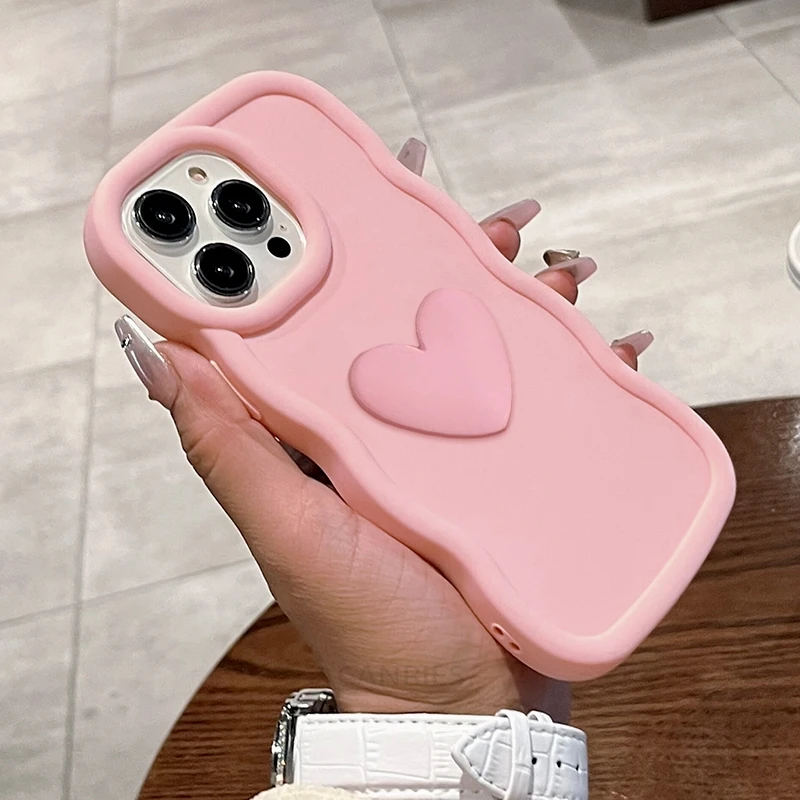 Realmec55 Love Heart Candy Wavy Silicone Case dla Oppo Realme C55 C65 C67 C53 12 Lite 11 Pro Plus A54 A57 Wstrząsoodporny miękki pokrowiec