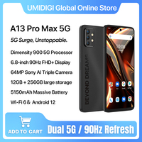 UMIDIGI A13 Pro Max 5G Smartphone Android 12 12GB 256GB Dimensity 900 Processor 6.8 ''FHD + Display 90Hz 64MP Camera Cell Phone