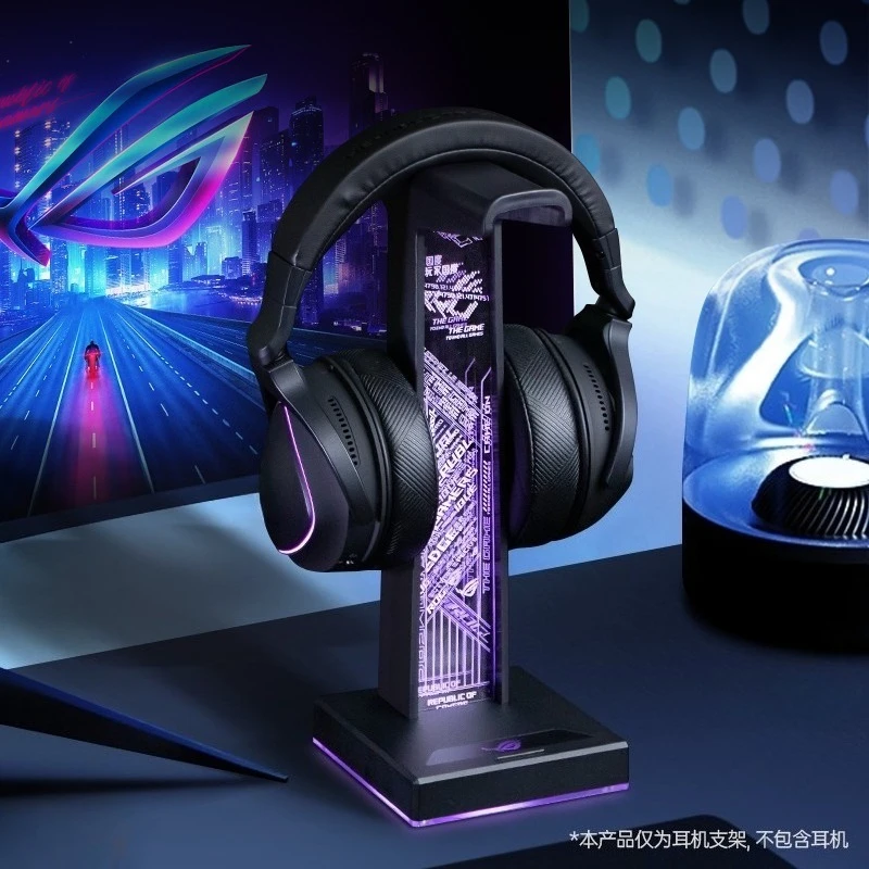 RGB 주변 조명이 있는 ROG 헤드셋 스탠드용 게임용 헤드폰 스탠드 데스크탑 브래킷 미끄럼 방지 안정적인 헤드폰 보관 홀더 썸네일 4