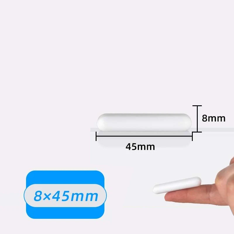 C8x45mm PTFE Magnetic Stir Bar Plain Laboratory Stirring Bars without Pivot Ring white Spinbars Cylinder shape , 10pcs