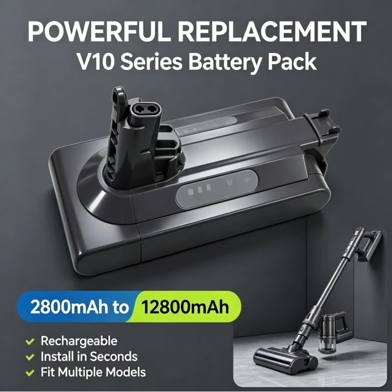 Rechargeable V10 Vacuum Battery 2800mAh‑12800mAh Replacement For SV12 DC62 SV11 SV10 Handheld Vacuum