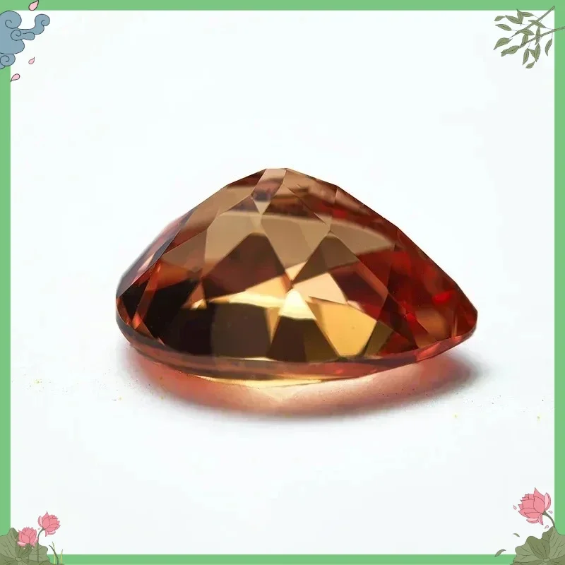 Lab Grown Sapphire Pear Cut Orange Color Gemstone For Jewelry Making Selectable  Certificate