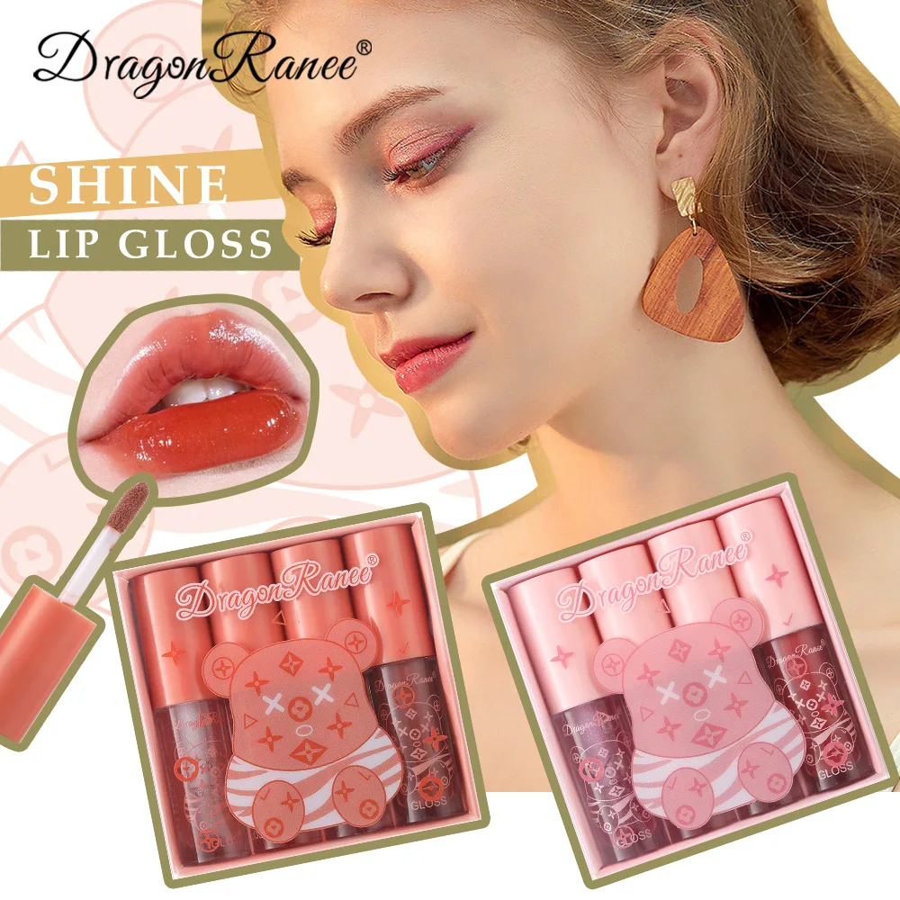 4 Stück/Set Lipgloss, einfach zu färbende Lippenglasur, Lippenstift, Antihaft-Becher, lichtechter Lipgloss, feuchtigkeitsspendender Glas-Glitzer-Lipgloss