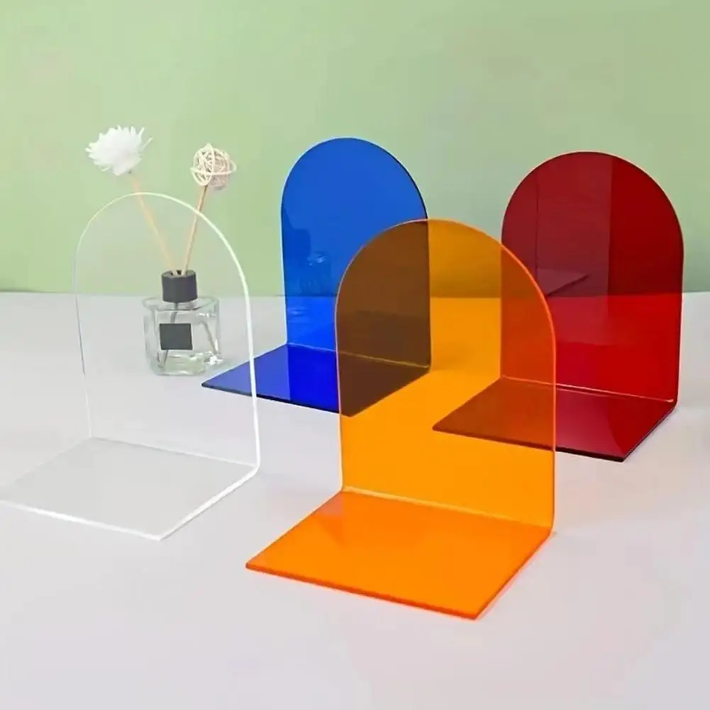 Durable Shelf Decor for Magazines Acrylic Bookends for Shelves Acrylic Bookends Set Heavy Duty Decorative Book Holders for Books