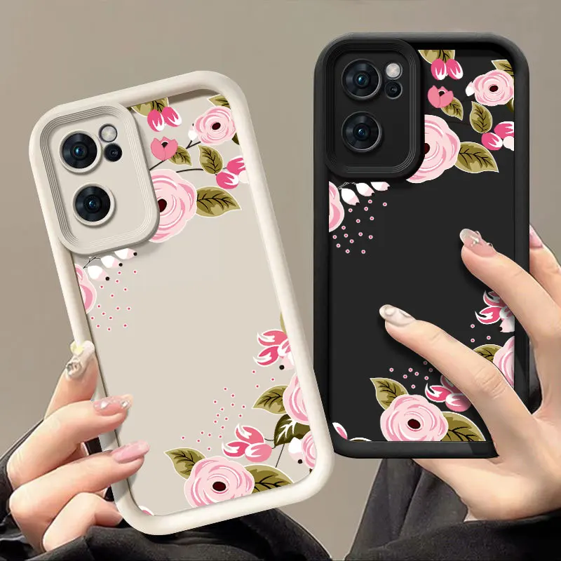 Pretty Flower Fashine Phone Case For OPPO FIND X5 RENO 6 7 7Z 8 8T 10 11 12 12F PRO PLUS 5G Shockproof Soft Cover Coque Shell