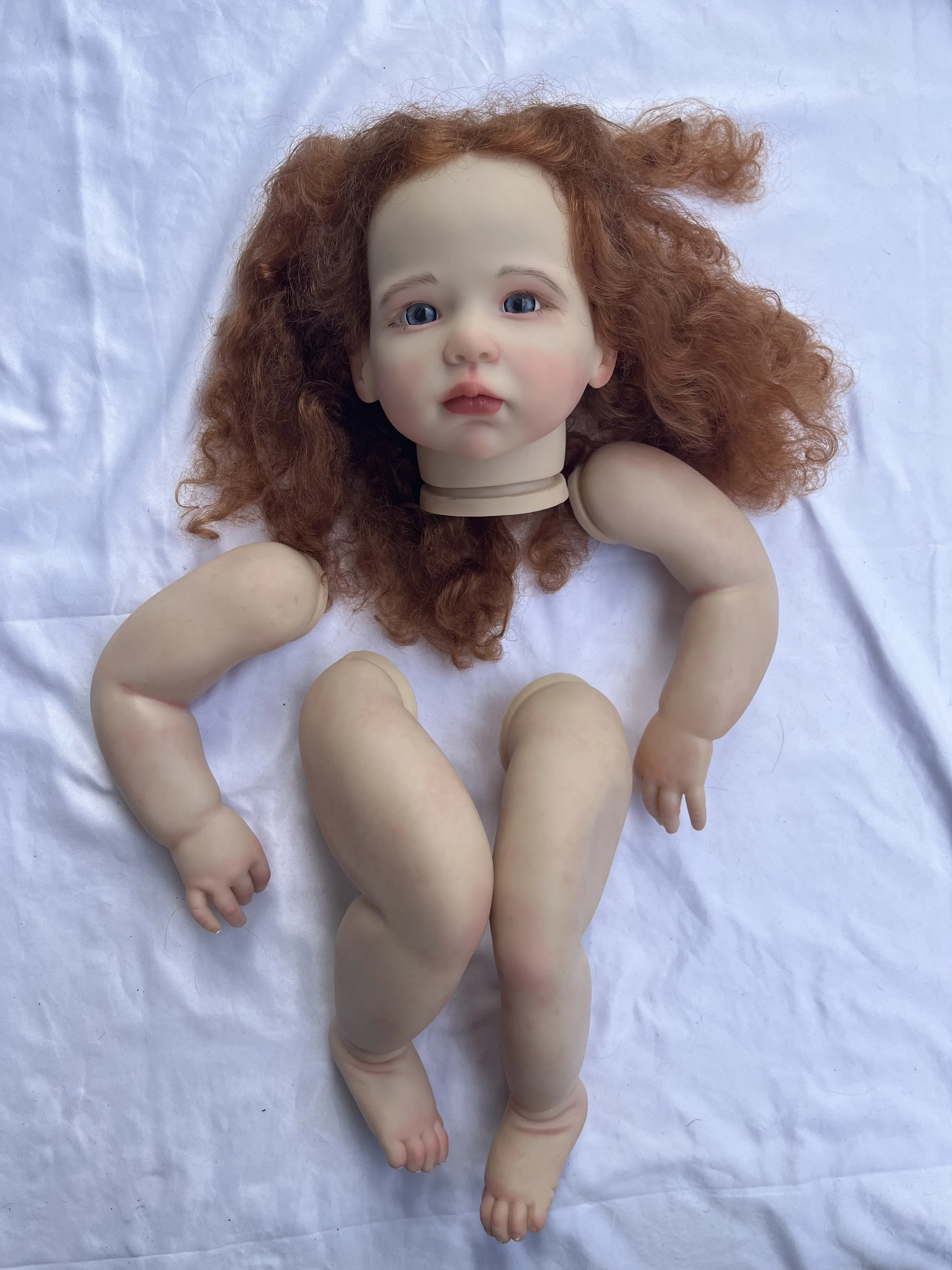 DLS Customized Limited Supply 28inch Reborn Baby Lily With Long Red Curly Hair Painted Kit DIY Part Christmas Gift