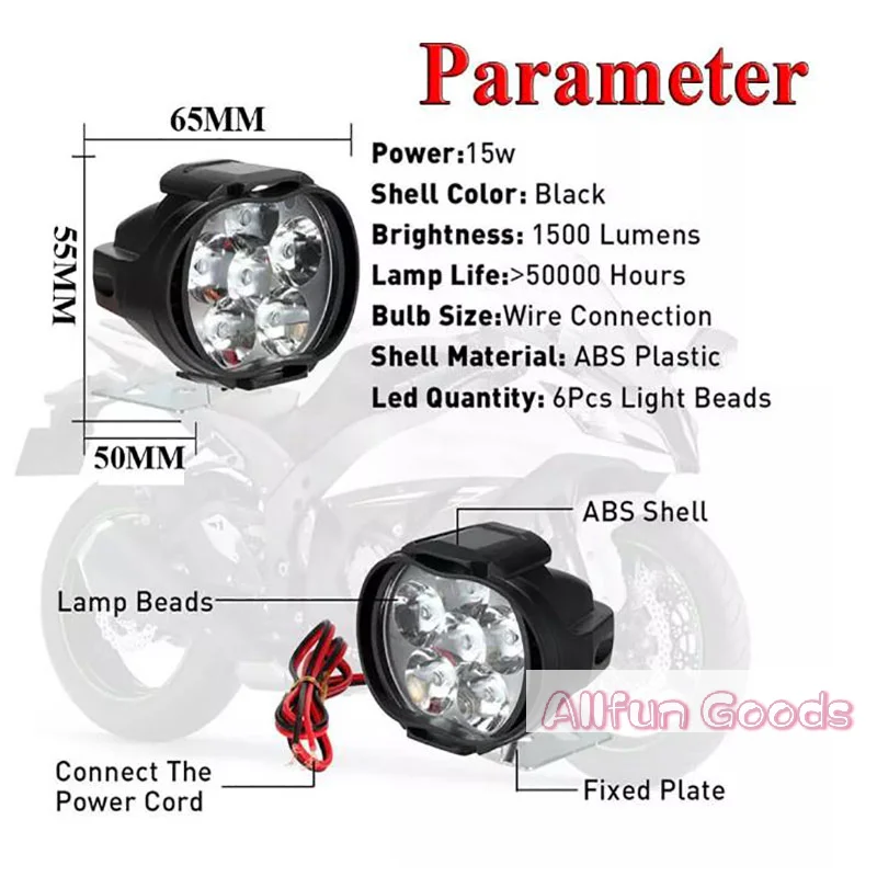 [T5]1 LED Motorcycle Headlight White Super Bright 6 LED Work Spotlight